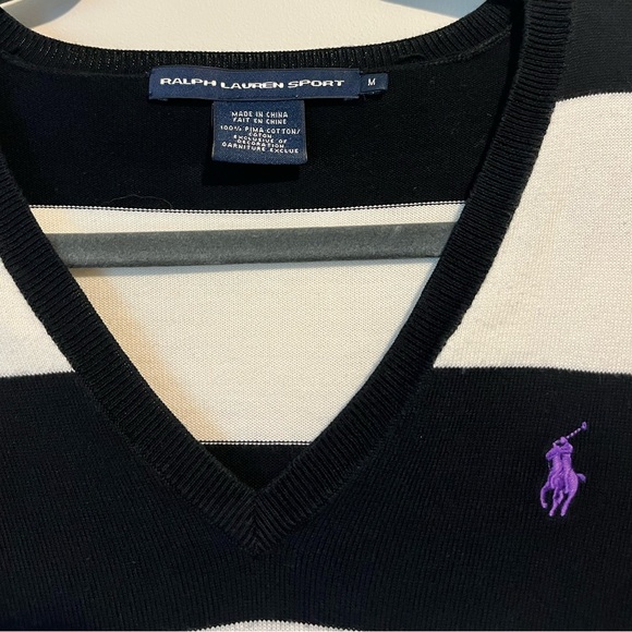 Ralph Lauren Black and Cream V-Neck Sweater - Picture 2 of 3